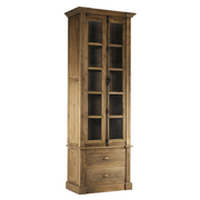 Teljes nézet az OLD FRENCH natúr fenyőfa vitrinszekrényről