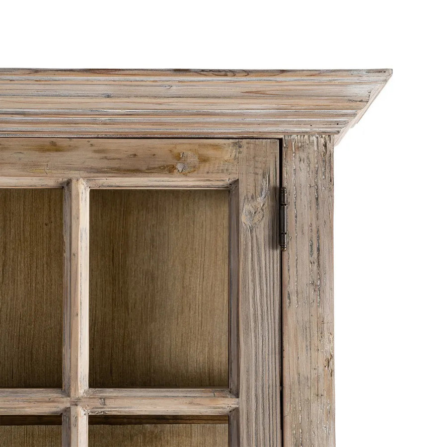 OLD FRENCH natúr fenyőfa vitrines szekrény 195 cm felső sarok részlet