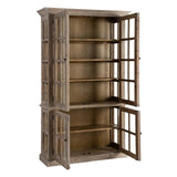 OLD FRENCH natúr fenyőfa vitrines szekrény 195 cm nyitott ajtókkal