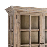 OLD FRENCH natúr fenyőfa vitrines szekrény 195 cm oldalsó üvegezés részlet