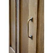 OLD FRENCH tálalószekrény ajtó részlet, patinázott fém fogantyúval és natúr fa felülettel