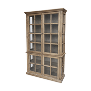 Natúr színű, 8 ajtós vitrines szekrény.