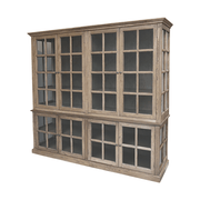 Natúr színű, 8 ajtós vitrines szekrény.