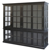Fekete színű, 8 ajtós vitrines szekrény,