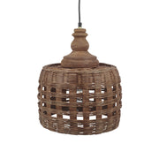 OLD FRENCH rattan függeszték lámpa Ø 31 cm natúr rattan búrával és mangófa felső díszítőelemmel