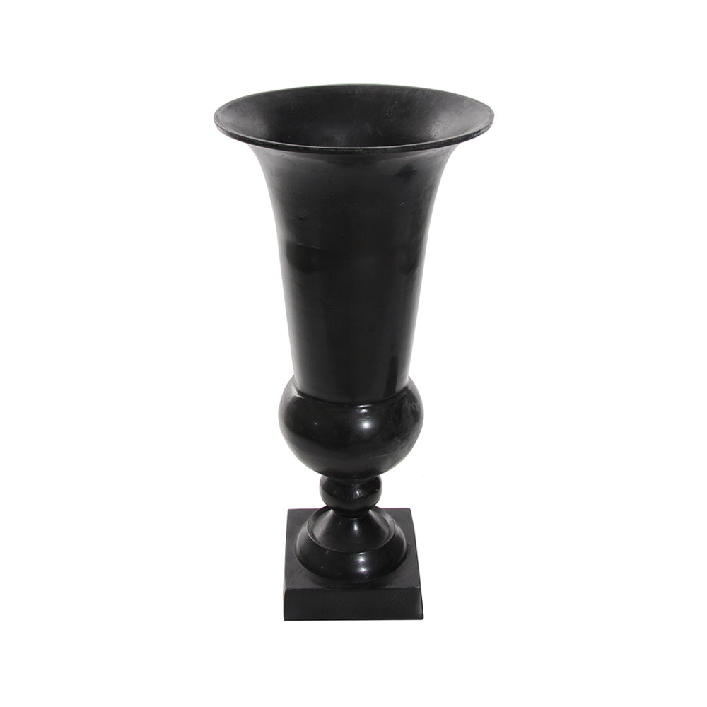 Öntött alumíniumból készült, kültérre is alkalmas, fekete színű óriás kaspó-váza.