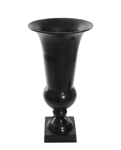 Öntött alumíniumból készült, kültérre is alkalmas, fekete színű óriás kaspó-váza .