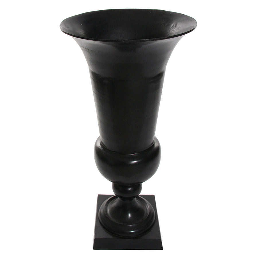 Öntött alumíniumból készült, kültérre is alkalmas, fekete színű óriás kaspó-váza .