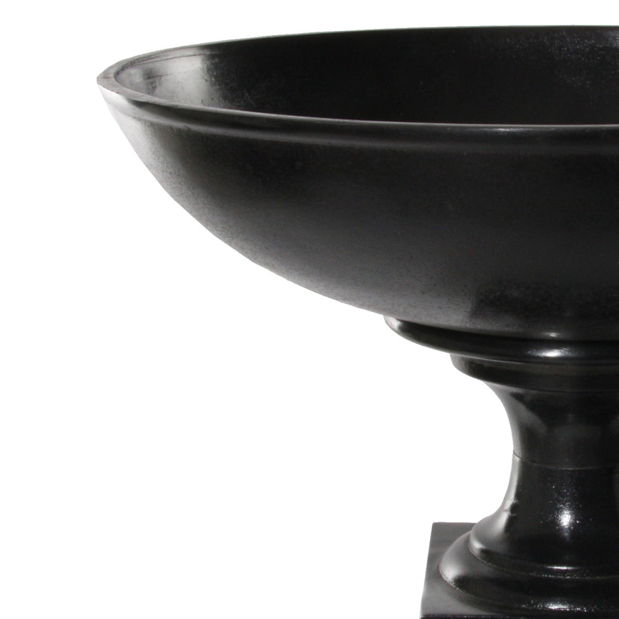 Fém, fekete színű óriás talpas kaspó-tál.