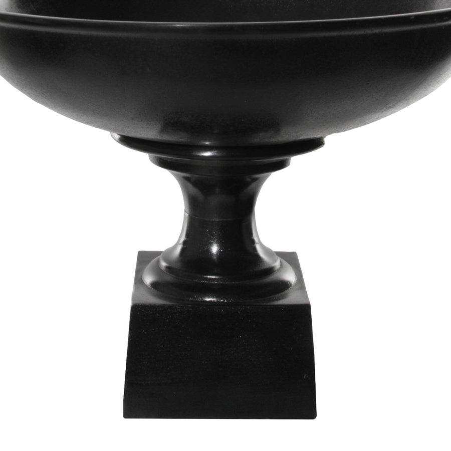 Fém, fekete színű óriás talpas kaspó-tál.