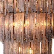 Füstüvegből és sárgaréz színű szálcsiszolt fémből készült, óriás kézműves dizájn csillár.