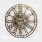 Fémből készült, antikolt felületű, bronzszínű óriás falióra..