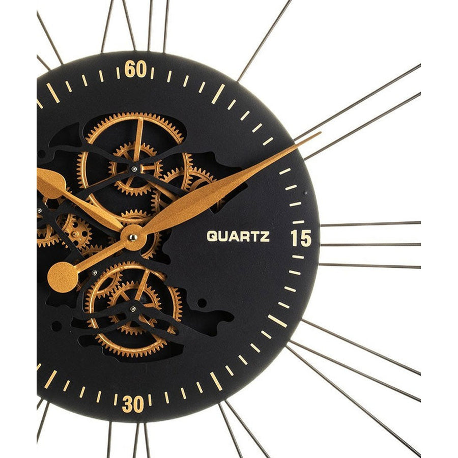 Fekete-arany színű óriás falióra.