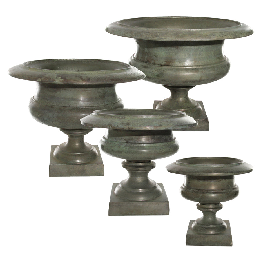 Antik zöld színű nagy kaspó-váza.