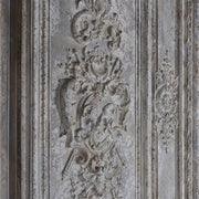 Koloniál stílusú, fából és műgyantából készült, háromosztatú dekoratív falpanel tükörrel.