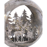 Karácsonyi lámpás formájú, fém dioráma dekoráció.