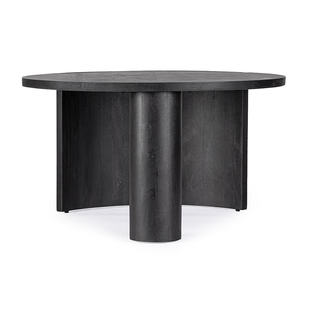 Mangófából készült, fekete színű, formatervezett dizájn dohányzóasztal