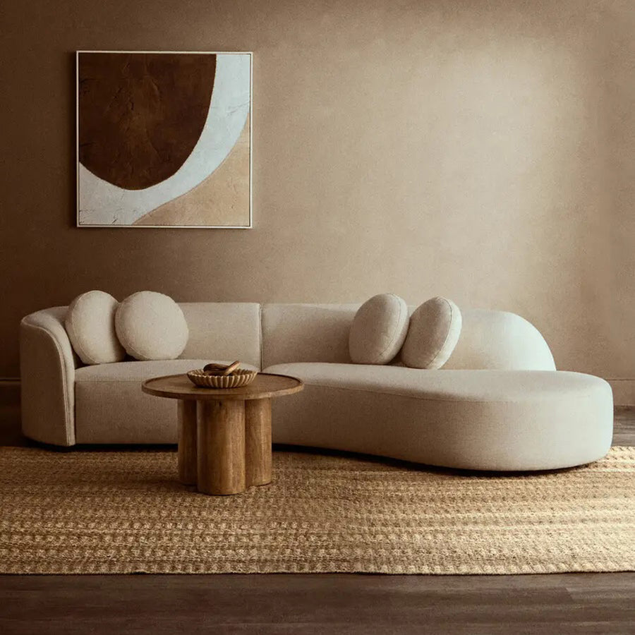 3 személyes, formatervezett íves design kanapé.