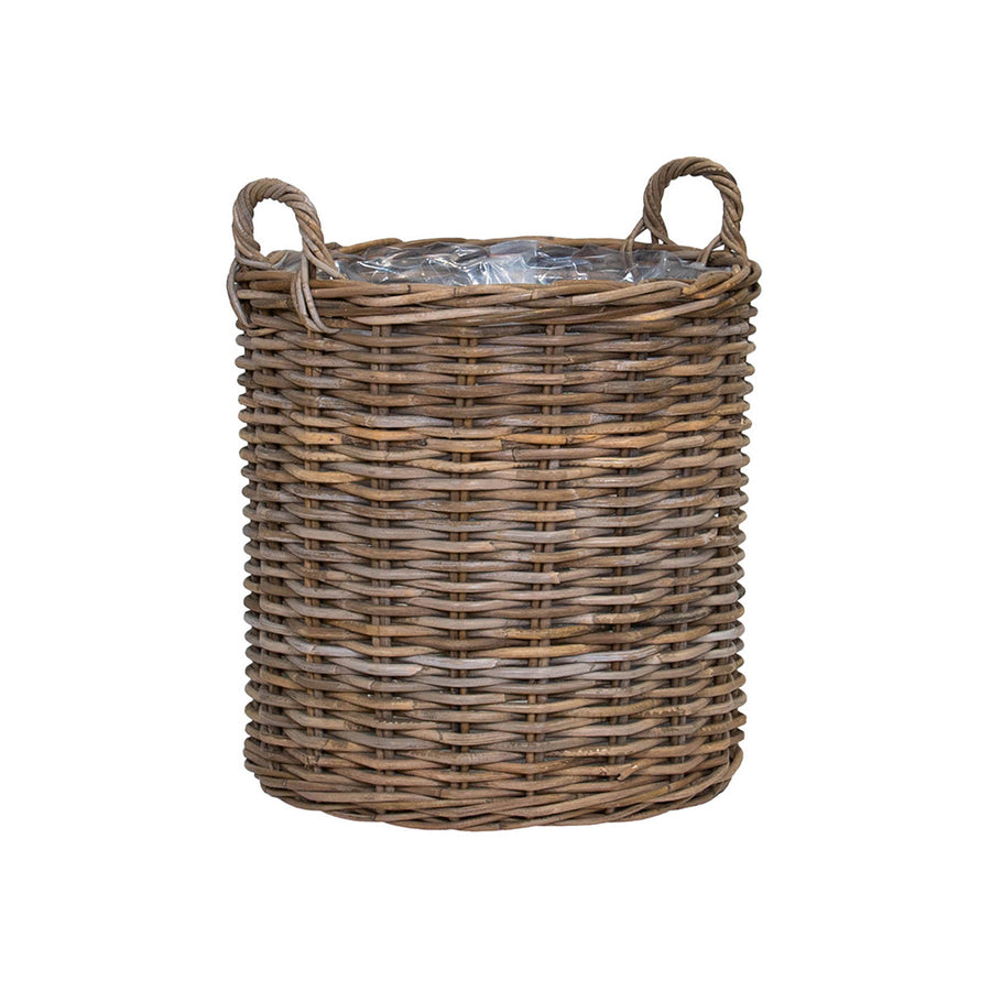 Oxford natúr rattan kosár kaspó két fonott fogantyúval, 50 cm