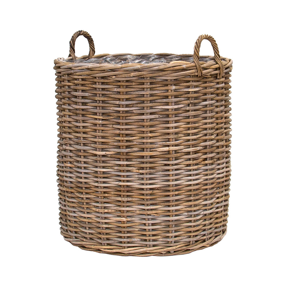Oxford nagy natúr rattan kosár kaspó két fonott fogantyúval, 70 cm