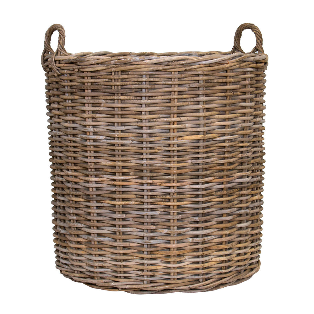 Oxford óriás natúr rattan kosár kaspó két fonott fogantyúval, 80 cm