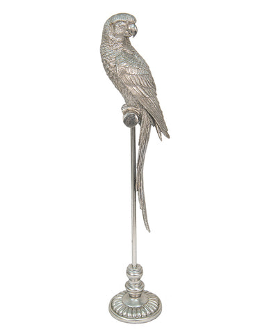 Pezsgőszínű, dekoratív papagáj figura.