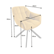 Mustársárga színű bársonnyal kárpitozott, 180 fokban forgatható,design szék.