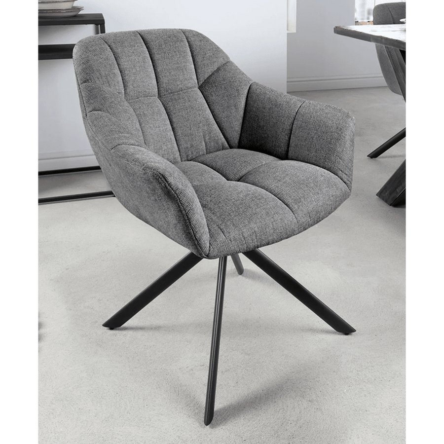 Szürke színű, 180 fokban forgatható, design szék.