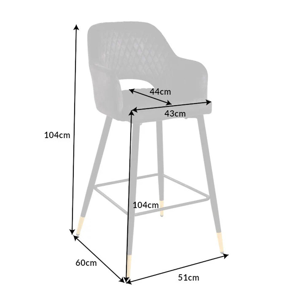 Antracit színű bársonnyal kárpitozott, design bárszék.