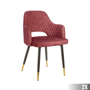 Pink-mályva színű bársonnyal kárpitozott, design étkezőszék.