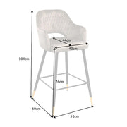 Púderbézs színű bársonnyal kárpitozott, design bárszék.