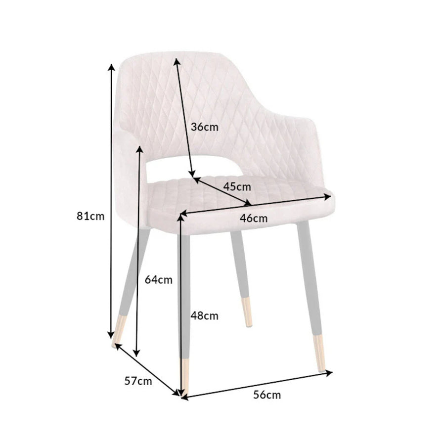 Púderbézs színű bársonnyal kárpitozott, design étkezőszék.