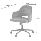 Sötétszürke színű bársonnyal kárpitozott, design irodaszék.