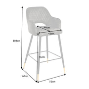 Szürkészöld színű bársonnyal kárpitozott, design bárszék.