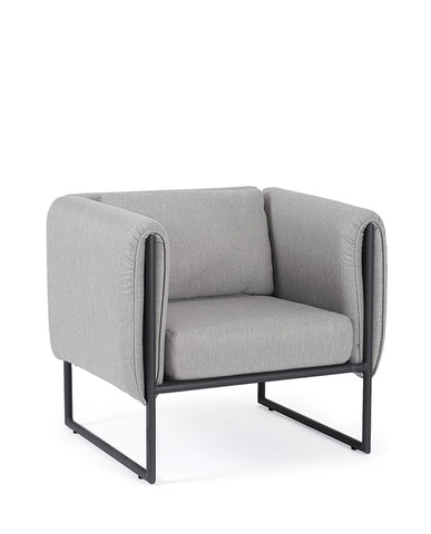 Kortárs stílusú, fekete-világosszürke színű, kerti design fotel