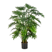 Philodendron zöld mű kardszárnyú filodendron 100 cm magas műnövény fekete kaspóban