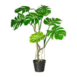 75 cm magas mű filodendron fekete cserépben, élethű levelekkel és törzzsel.