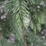 Részletfotó a PINE zöld mű fenyő ajtódísz 3D-s tűleveleiről.