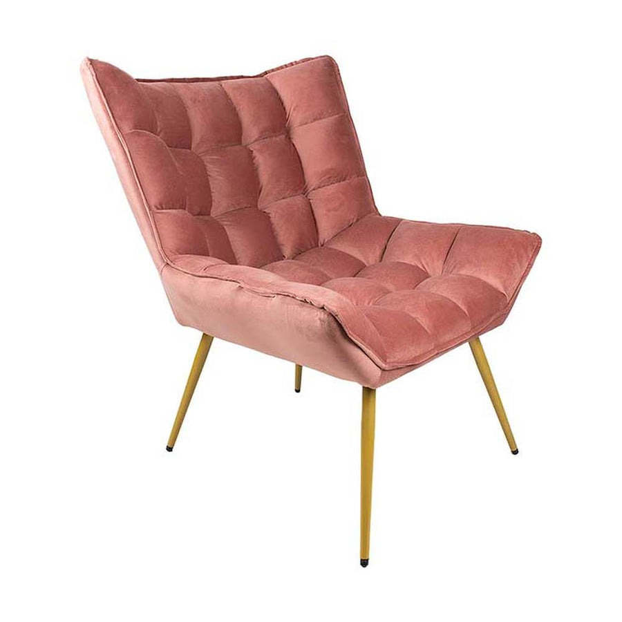 pink színű bársonyszövettel kárpitozott, dizájn fotel