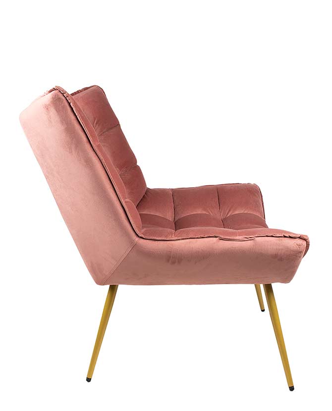 pink színű bársonyszövettel kárpitozott, dizájn fotel