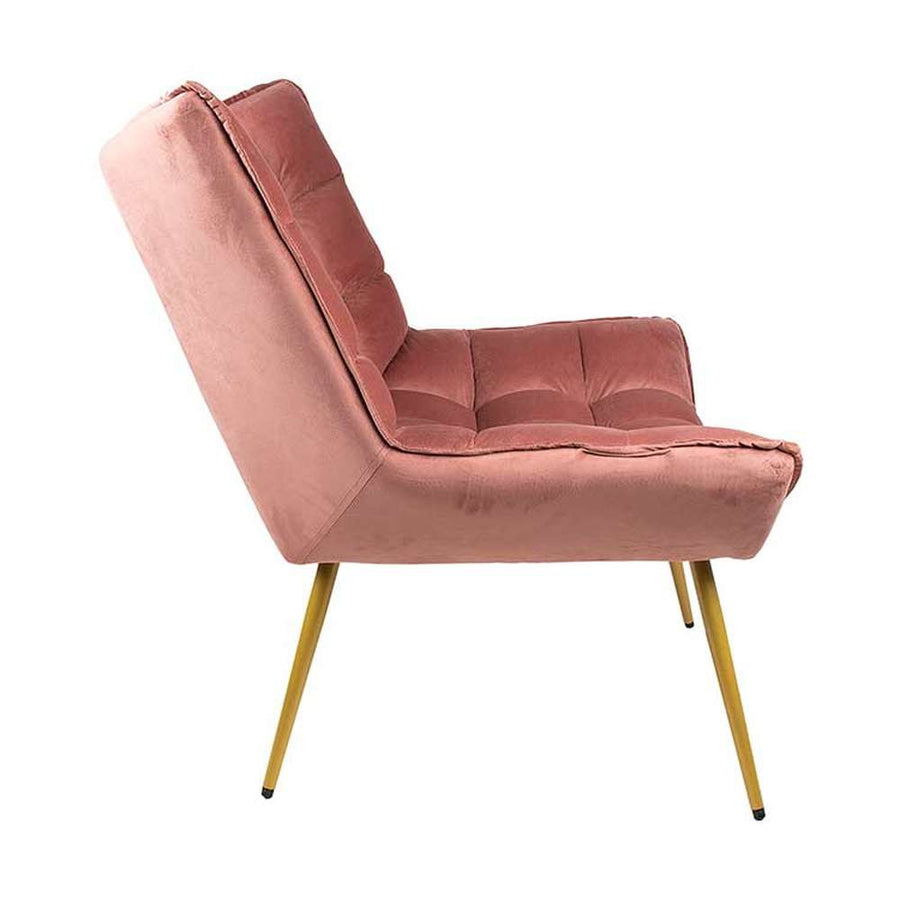 pink színű bársonyszövettel kárpitozott, dizájn fotel