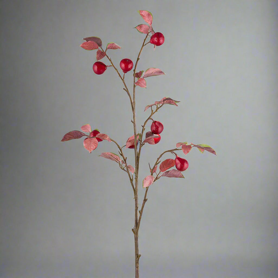 Teljes PYRUS mű vadkörte ág, 120 cm-es dekoráció rubinszínű levelekkel és körtékkel.