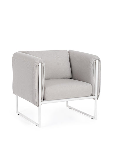 Kortárs stílusú, fehér-bézs színű, kerti design fotel