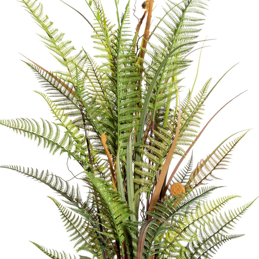 Zöld páfrány és díszfű levelek részletgazdag, élethű megjelenéssel.