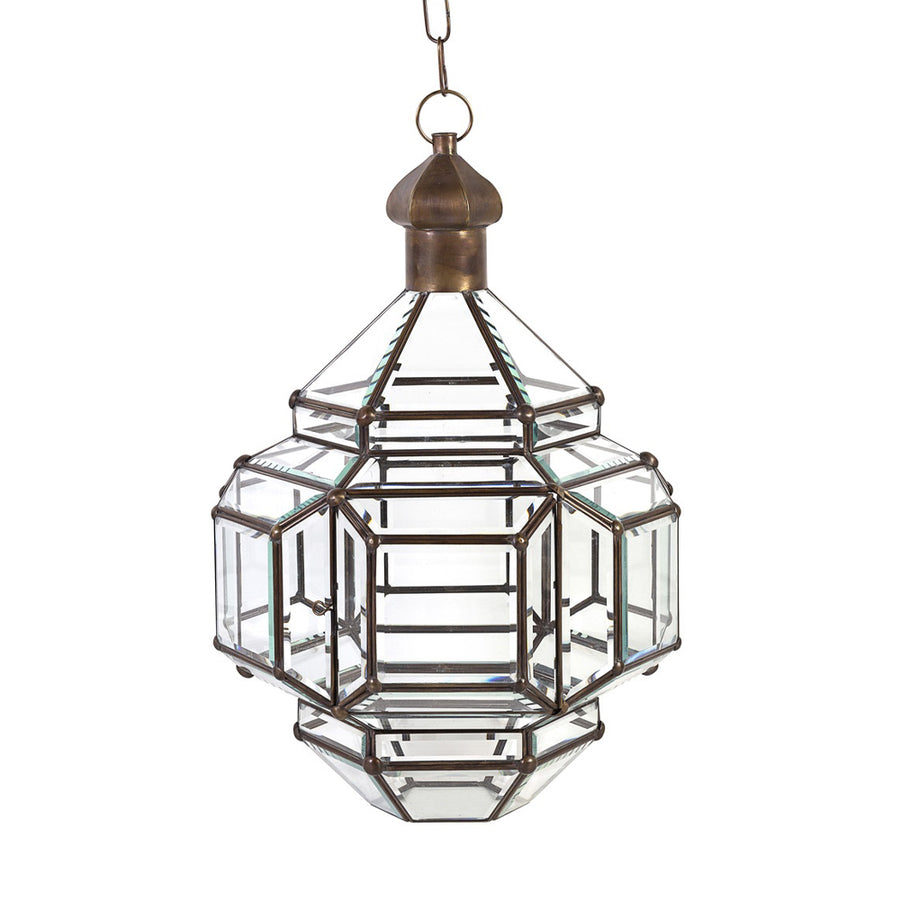 Vintage stílusú, bronzból készült, kézműves függeszték lámpa.