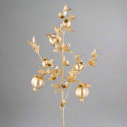 Nagyméretű, aranyszínű mű gránátalma ág teljes egészében, 94 cm magas.