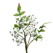 Fehér bogyós mű tűztövis ág zöld levelekkel, 40 cm magas