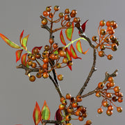 Mesterséges Pyracantha tűztövis narancssárga bogyókkal és hervadó hatású levelekkel