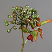 Mesterséges Pyracantha tűztövis zöld bogyókkal és hervadó hatású levelekkel