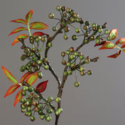 Mesterséges Pyracantha tűztövis zöld bogyókkal és hervadó hatású levelekkel